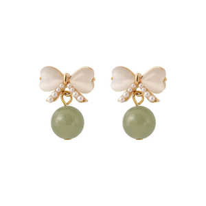 Pendientes de Perlas Naturales WENCHI con Forma de Lazo: Accesorio Elegante y Chic - Product Image 1