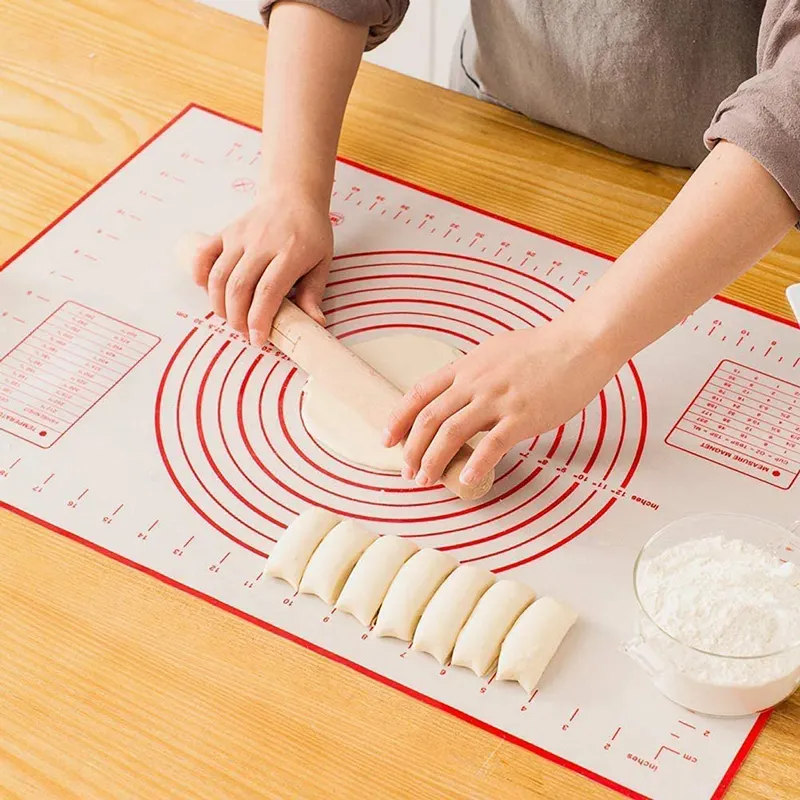 Speisen Kochen Teig Backen Matte Antihaft Gebäck Anti-Rutsch-Silikon Backmatte für Küche niederländischer Ofen Brot backen Teig Rollen