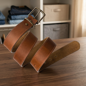 Custom Length Cow Hide Steel Vintage Men's Belt Fashionable Durable Waterproof Eco-Friendly Plain Design Casual Belt India - Product Image 1