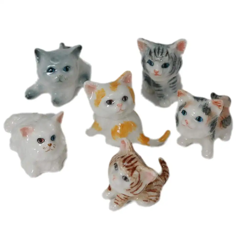 China supplier home decoration ceramic miniature animal statue cat figurine