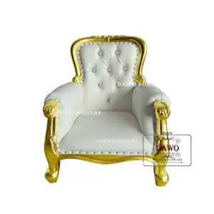 Thanh lịch da trắng sofa gỗ vàng ghế đơn cho khách sạn nhà
