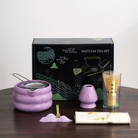 Ensemble de thé matcha personnalisé avec logo, 7 pièces, kit matcha japonais fait à la main, porcelaine traditionnelle, cérémonie du matcha avec boîte cadeau