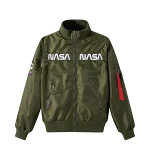 VDO Sport Men's Casual Plus Size Jacket NASA Solid Color Flight Suit Sports Leisure Baseball Jacket NASA Embroidered Jacket