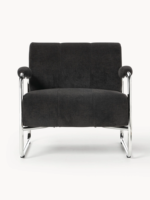 Fauteuil d'appoint moderne et élégant de style nordique minimaliste avec dossier rembourré et pieds en métal chromé pour salon, hôtel, appartement