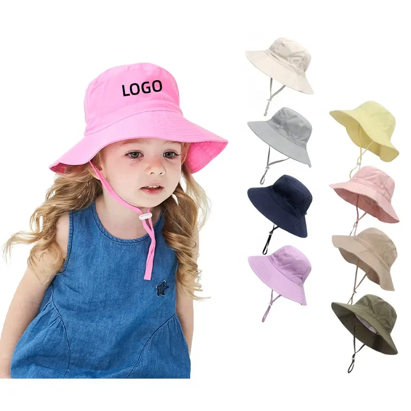 wholesale custom patches color fishing fisherman sun visor bucket cap hat for kid children baby with your own logo spring summer