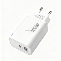 Cargador Rápido GaN de 45W con Doble Puerto USB-C PD y Enchufe EU/US/UK, QC3.0, Resistente al Fuego, para iPhone, Laptops y Cámaras, Ecológico