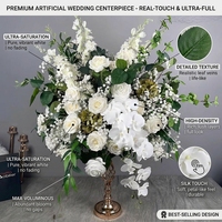 Boule de fleurs artificielles en soie blanche de qualité supérieure, style moderne, 50 cm, faite à la main, OEM ODM, réaliste, pour mariage, remise de diplôme, Noël, décoration de fête