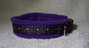 Collier pour chien en velours personnalisé, motif uni, réglable avec étoiles, choix de couleurs de doublure - Product Image 5