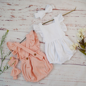 Boutique neonato in cotone organico tutina per bambini <span class=keywords><strong>abbigliamento</strong></span> in mussola vuota vestiti estivi per bambina 6-<span class=keywords><strong>12</strong></span> <span class=keywords><strong>mesi</strong></span> per l'estate - Product Image 4