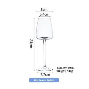 Verre à vin de <span class=keywords><strong>Bordeaux</strong></span> en cristal de luxe léger, design moderne et minimaliste, avec base concave rouge et noire, idéal comme cadeau - Product Image 6