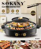 Plaque de cuisson électrique deux-en-un pour barbecue, idéale pour la maison et l'hôtellerie