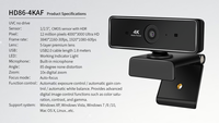 UHD 4K kamera 8mp Webcam 10x dijital Zoom USB PC kamera ile Mic Ultra geniş açı otomatik odaklama kamera