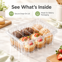 Conteneur en plastique transparent de grande capacité pour les en-cas de boulangerie, boîtes de rangement réutilisables pour gâteaux, pain et aliments