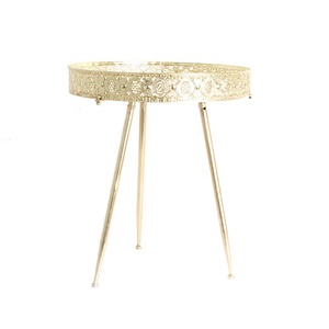 Vàng-Mạ Màu Kính Hàng Đầu Sang Trọng Tray Side Bảng Với Ba Chân - Product Image 3