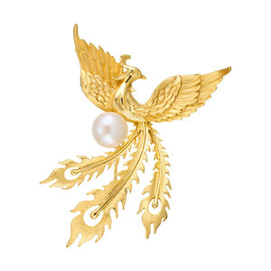 Golden Phoenix Brooch Copper Alloy With Freshwater Pearl Women's Fashion Jewelry Gift - Product Image 5
