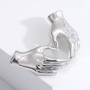 เข็มกลัดหัวใจสองมือรูปหัวใจเข็มกลัดท่าทางดั้งเดิมเครื่องประดับเสื้อสเวตเตอร์รูปหัวใจ - Product Image 3