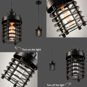 Lampe suspendue industrielle à la forme d'une <span class=keywords><strong>cage</strong></span> Edison, design <span class=keywords><strong>Vintage</strong></span>, luminaire décoratif d'intérieur, ampoules E27, E26 - Product Image 5