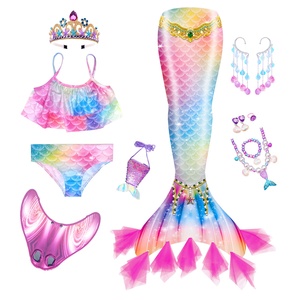 Costume da Sirena per Bambine, Coda di Sirena, Costume da Principessa Sirena con Design Luccicante, Outfit per Feste in Spiaggia, Regalo di Compleanno - Product Image 1