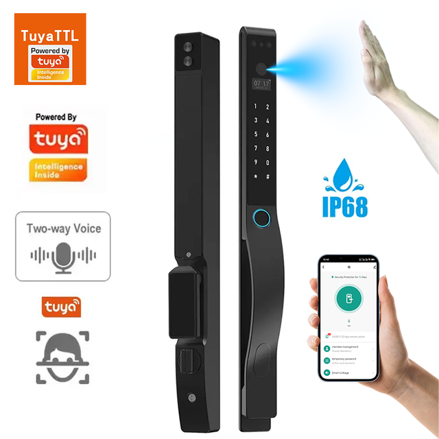 IP68 Waterproof Courtyard Smart Door Lock 3D Face Recognition Camera Outdoor Gate Anti-Theft Villa Garden Entrance Home Security