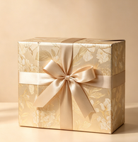 Boîte cadeau rigide à fermeture magnétique avec imprimé floral, imprimée en quatre couleurs, ruban en satin, nœud, emballage de luxe pour bonbons, chocolat, mariage