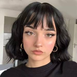 วิกผมบ็อบสั้นทรงโค้งมี<span class=keywords><strong>ผม</strong></span>ม้ายาวสะพายไหล่วิก<span class=keywords><strong>ผม</strong></span>สังเคราะห์<span class=keywords><strong>หยักศก</strong></span>สำหรับ<span class=keywords><strong>สาว</strong></span>คอสเพลย์บ๊อบ - Product Image 5