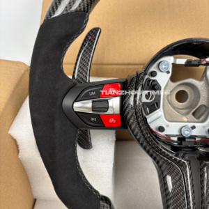 Volante in Fibra di Carbonio e Finta Pelle Scamosciata per <span class=keywords><strong>BMW</strong></span> <span class=keywords><strong>Serie</strong></span> F: F30, F10, 535i, F32, <span class=keywords><strong>F20</strong></span>, F36, F22, M4, F82, X5, F15, F80, M3, F11, F31, F01, F07 - Product Image 3