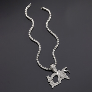 PD3042 LA & Collar de serpiente Collana con el botón A forma di lettera di serpente con Catena da Tennis placcata in <span class=keywords><strong>oro</strong></span> e Argento - Product Image 3