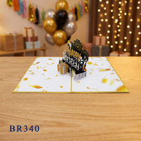 Carte de vœux 3D pop-up Joyeux Anniversaire avec enveloppe et étiquette, faite à la main, en papier imprimé offset, souvenir Hanoï, nouvelle arrivée Viet-craft