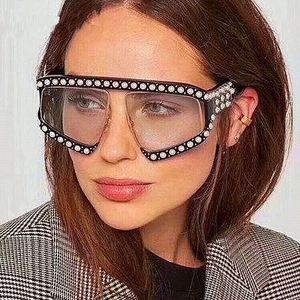 Nuevas Gafas de Sol de Lujo para Mujer, Montura Grande, Cristal Cuadrado, Estilo Perla, 2021 - Product Image 4