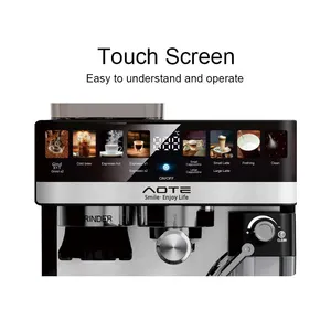 เครื่องชงกาแฟเอสเพรสโซแบบกึ่งอัตโนมัติ ตัวเครื่องพลาสติกคุณภาพสูง สำหรับใช้งานเชิงพาณิชย์ หน้าจอสัมผัส LCD พร้อมระบบทำความสะอาดอัตโนมัติ ตัวเครื่องทำจากพลาสติก - Product Image 4