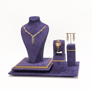 Bộ trưng bày trang sức cao cấp bền chắc, chất liệu vải microfiber, giá đỡ trưng bày trang sức bằng kim loại, đạo cụ trưng bày trang sức cho cửa hàng - Product Image 2