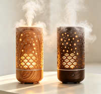 Diffuseur d'arômes ultrasonique écologique 230 ml, humidificateur à grain de bois ajouré avec veilleuse LED douce, silencieux pour usage domestique