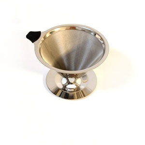 Filtre à café portable de style américain en acier inoxydable 304 à double couche, capacité de 300 ml, réutilisable, écologique, entonnoir en maille conique - Product Image 1