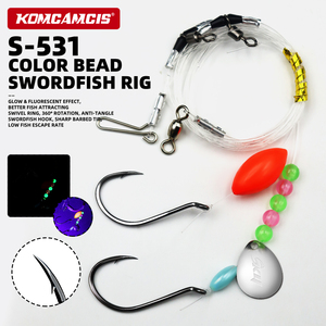 OEM 61.01 pulgadas S-531 Aparejo para Pez Espada con Cuentas de Colores, Anzuelo Octopus 3/0, Cuchilla con Cuentas Luminosas, Diseñado para Pesca en Agua Salada y con Características Especiales - Product Image 1