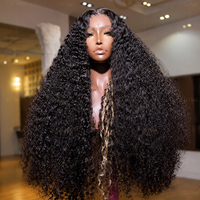 Perruque de luxe en cheveux humains bouclés crépus, perruque frontale en dentelle HD 13x6 pré-épilée, densité élevée 210%, cheveux vierges brésiliens