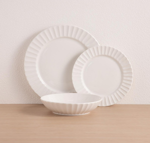 Service de vaisselle en céramique blanche à bords cannelés, style français, assiettes et bols à bord festonné, pour cadeau de mariage, hôtel, restaurant, cuisine - Product Image 5