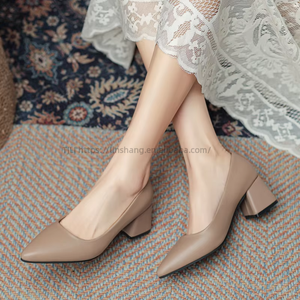 Personalized Process Factory Wholesale Size Pointed Design S Women High Elegant Mid <b>Heel</b> Ladies Shoes - Product Image 3