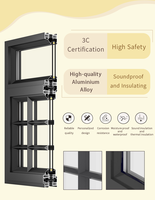 Moderno resistente a la intemperie ventanas francesas de aleación de aluminio templado marco de acero sala de estar escalera Casa de Campo diseño persiana Exterior