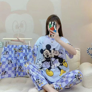 Ensemble de pyjama trois pièces pour femmes Yicheng, épaules dénudées, dessins animés, manches courtes, shorts, vêtements de maison, vêtements de nuit d'été pour femmes - Product Image 2