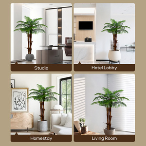 Grande Palma Artificiale con Foglie Marroni per Esterni, Pianta in Vaso Bonsai per Decorazione Interna di Casa e Ufficio - Product Image 6