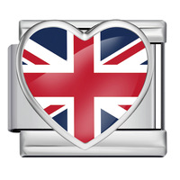 Bracelet Souvenir Patriotique en Acier Inoxydable 9mm, Breloques Italiennes en Forme de Cœur, Drapeaux Nationaux du Monde, Émail Europe USA, Vente en Gros