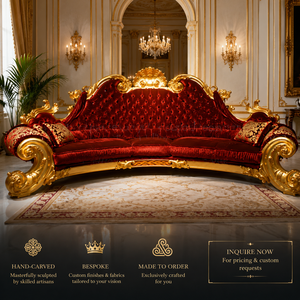 Set di Divani di Lusso Intagliati a Mano in Legno Massello con Foglia d'Oro 18K, Stile Palazzo, <span class=keywords><strong>Mobili</strong></span> per Soggiorno con Colori Personalizzabili - Product Image 2