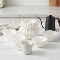 Filtres à café ondulés Meika blancs en papier, en pâte de bois blanchie, réutilisables, de qualité alimentaire, écologiques, pour café filtre – Vente en gros
