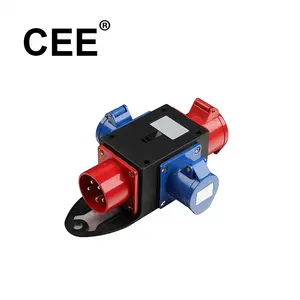 CEE European 1 in 3 out extension socket outlet 32A 5 poles 400V electrical socket plug multiple socket adaptor