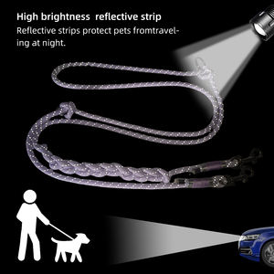 Guinzagli per animali domestici per cani all'ingrosso al guinzaglio cane con Logo riflettente di colore personalizzato per cani in Nylon corda moderna comoda guinzaglio a mani libere - Product Image 3