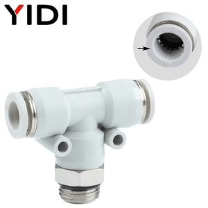 Raccord pneumatique YIDI <span class=keywords><strong>PB</strong></span>, connecteur de tuyau d'air à poussée, tube en laiton et plastique, raccord en T mâle avec joint torique G1/8-G1/2 4-12mm 1.5MPa - Product Image 3