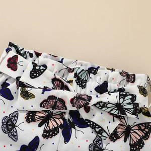 Ensembles de vêtements pour filles, ensemble short sexy à épaules dénudées avec imprimé papillon, vêtements en coton pour filles - Product Image 4