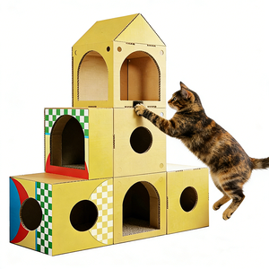 Castello per Gatti Modulare Personalizzabile di Grandi Dimensioni, Moderno, da Viaggio, con <span class=keywords><strong>Tunnel</strong></span>, Nido, Arrampicata, Assemblaggio Fai-da-Te, Riciclabile, con Tiragraffi - Product Image 2