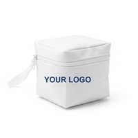 Pochette technique Tyvek Zipper Cube 14.5x14.5x7cm avec dragonne, logo personnalisé sérigraphié, pour chargeur et rangement de bureau, commande en gros