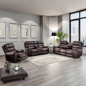 Modern Best-Selling Home Theater Recliner Sofa Set with Retractable Storage Console, Lifting <b>Table</b>, Soft Cushions, Synthetic - Product Image 6
